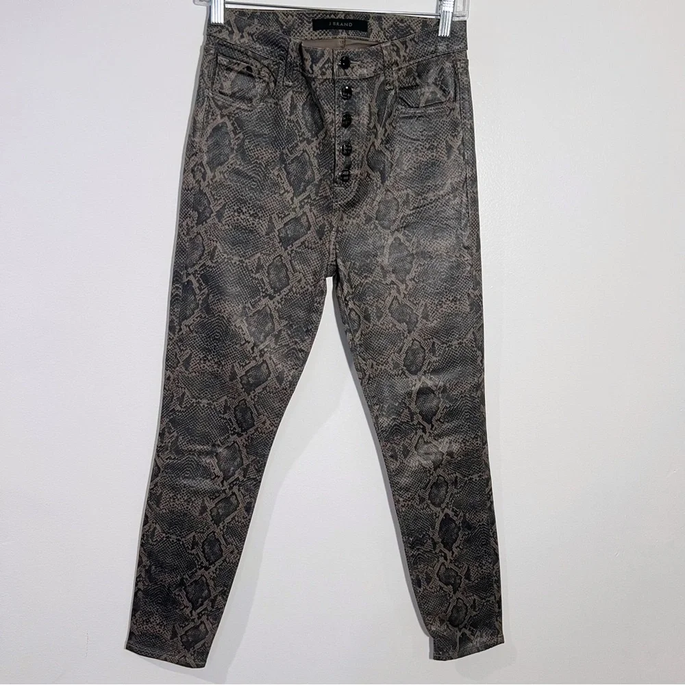 J Brand Lillie High Rise Skinny Coated Snakeskin Jean Size 27 Dressy Casual